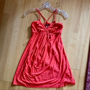 Tart red flowy halter cover up dress XS
